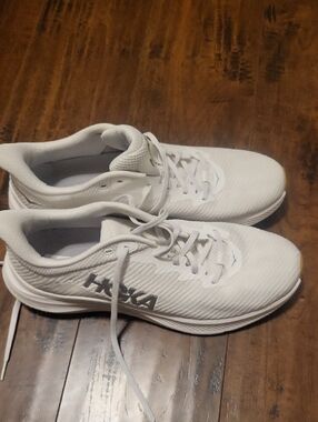Hoka Men's White Athletic Running Shoes with Grey Logo